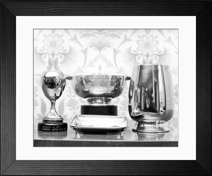 Framed Print : Trophies belonging to former Birmingham City and England goalkeeper Harry Hibbs at his
