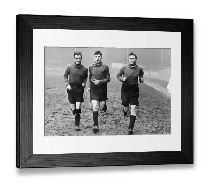 Framed Print : Birmingham City footballers Johnny Crosbie, Stan Davies and Joe Bradford in training Framed Print : Birmingham City footballers Johnny Crosbie, Stan Davies and Joe Bradford in training