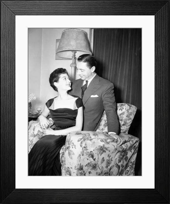 Framed Print : Ronald Waldman, BBC Head of Light Entertainment, and fiancee, actress Lana Morris Framed Print : Ronald Waldman, BBC Head of Light Entertainment, and fiancee, actress Lana Morris