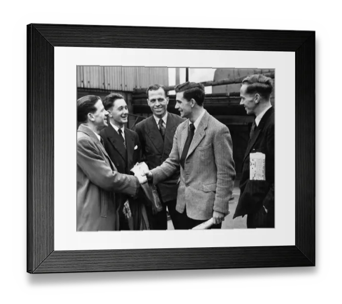 Framed Print : Birmingham City footballer Eddie Brown (right) greets some of his new colleagues at St Framed Print : Birmingham City footballer Eddie Brown (right) greets some of his new colleagues at St