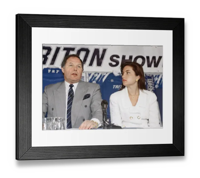 Framed Print : Birmingham City managing directo Karren Brady with Barry Fry at the press conference Framed Print : Birmingham City managing directo Karren Brady with Barry Fry at the press conference
