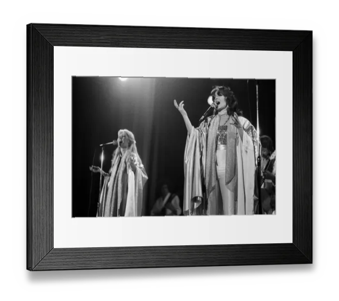 Framed Print : Swedish pop group ABBA consisting of Agnetha Faltskog, Bjorn Ulvaeus, Benny Andersson and Anni-Frid Lyngstad, pictured performing in Birmingham during their Second tour. 10th February 1977 Framed Print : Swedish pop group ABBA consisting of Agnetha Faltskog, Bjorn Ulvaeus, Benny Andersson and Anni-Frid Lyngstad, pictured performing in Birmingham during their Second tour. 10th February 1977