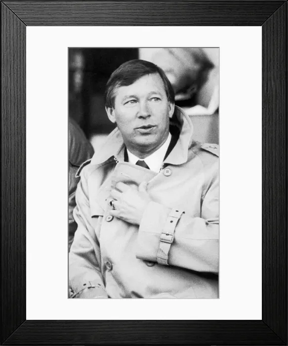 Framed Print : New Manchester United manager Alex Ferguson at Old Trafford during his first home game in Framed Print : New Manchester United manager Alex Ferguson at Old Trafford during his first home game in