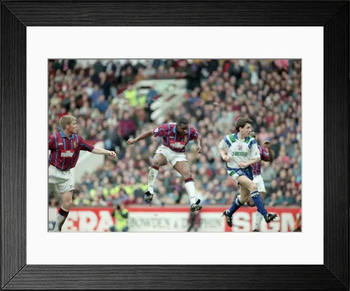 Framed Print : Dalian Atkinson scores Aston Villas third goal in the final minutes of the Coca-Cola Framed Print : Dalian Atkinson scores Aston Villas third goal in the final minutes of the Coca-Cola