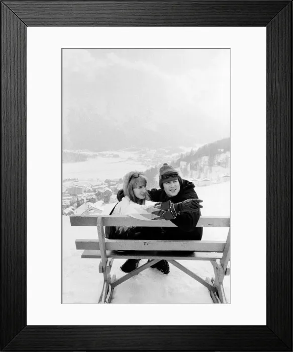 Framed Print : John Lennon and wife Cynthia Lennon in St Moritz on a Skiing Holiday January 1965
