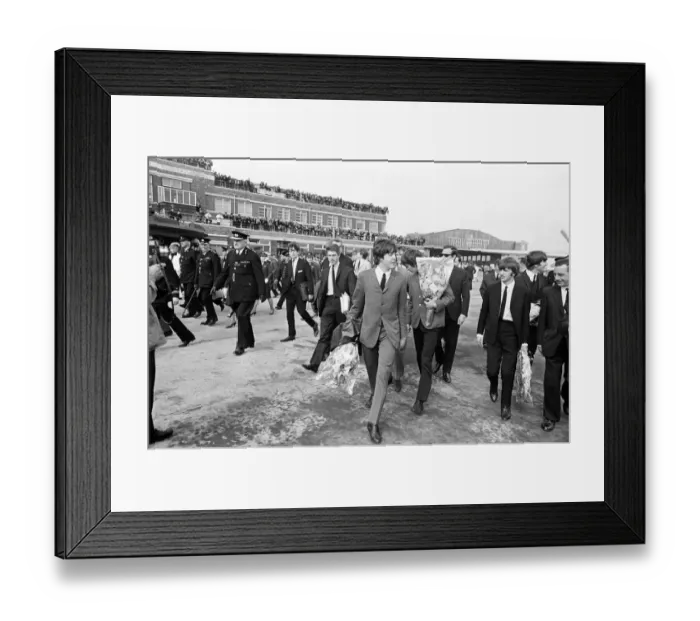 Framed Print : The Beatles in Liverpool for the Premier of a Hard Days Night