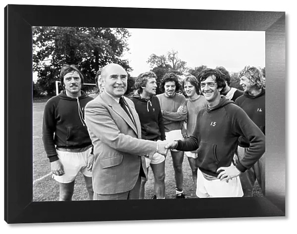 Temporary Birmingham City football manager Alf Ramsey meets players on the training