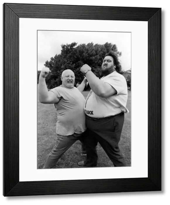 Framed Print : Wrestler Shirley Crabtree alias Big Daddy with fellow British wrestler Martin Ruane