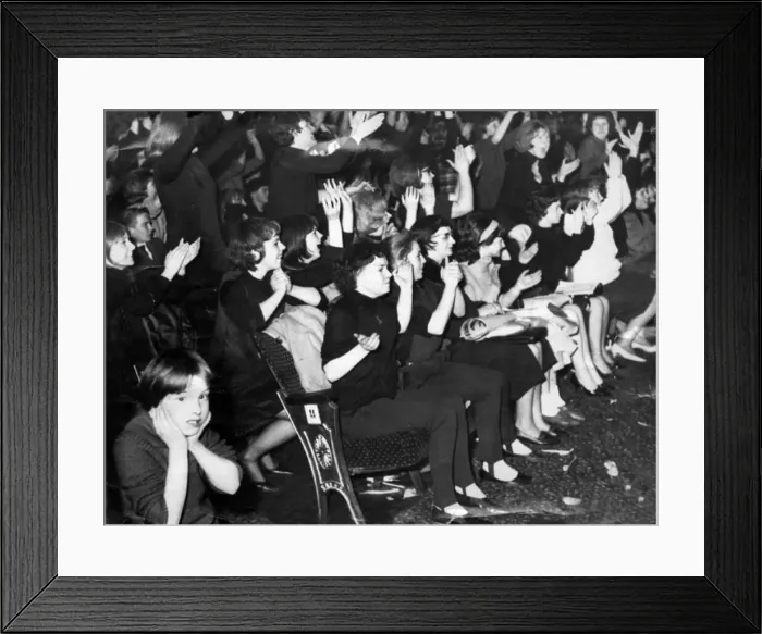 Framed Print : Beatles at the Globe Theatre, Stockton show the fans clapping and screaming Framed Print : Beatles at the Globe Theatre, Stockton show the fans clapping and screaming