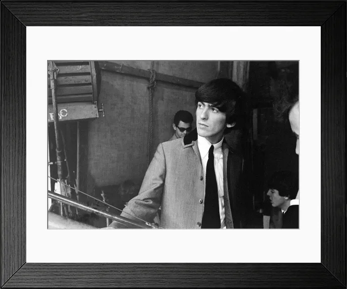 Framed Print : George Harrison in Liverpool, for the Northern Premiere of A Hard Day Framed Print : George Harrison in Liverpool, for the Northern Premiere of A Hard Day