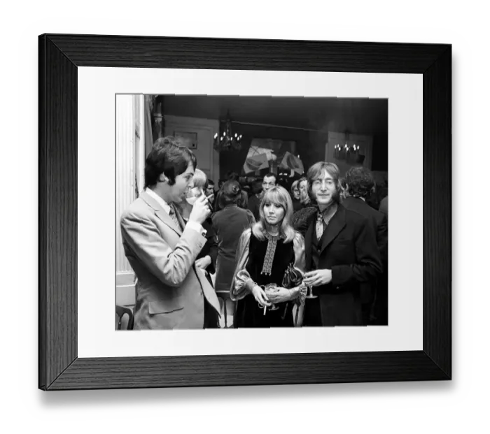 Framed Print : John Lennon, Paul McCartney amd his girlfriend Jane Asher at a launch party to celebrate Framed Print : John Lennon, Paul McCartney amd his girlfriend Jane Asher at a launch party to celebrate