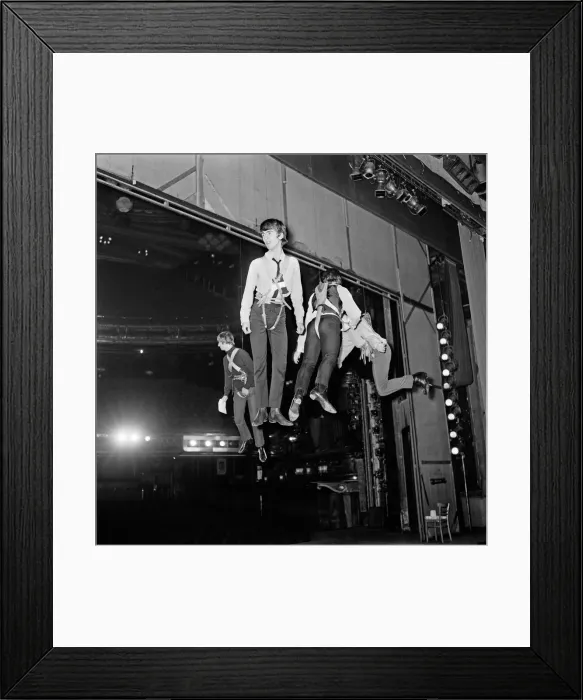 Framed Print : The Beatles running through a Flying Ballet routine with during rehearsals for Framed Print : The Beatles running through a Flying Ballet routine with during rehearsals for
