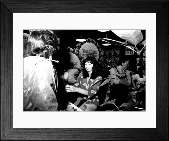 Framed Print : Singer Kate Bush at Virgin Records in Eldon Square, Newcastle signing autographs