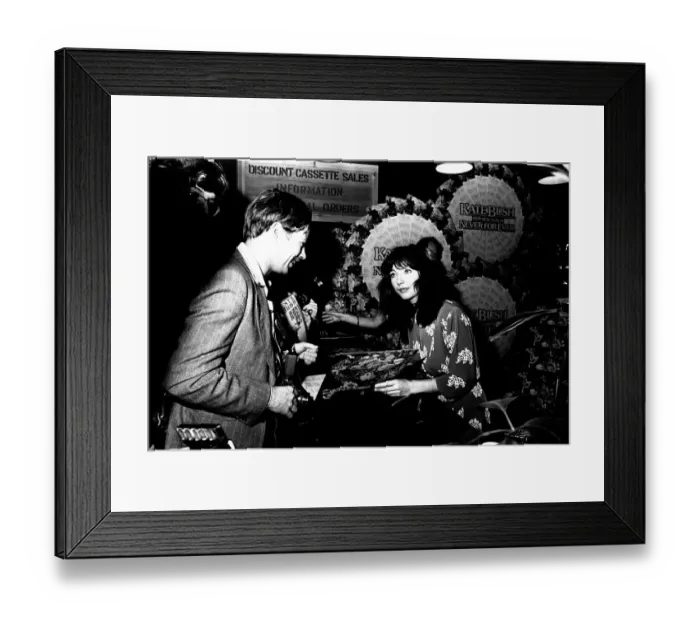 Framed Print : Singer Kate Bush at Virgin Records in Eldon Square, Newcastle signing autographs
