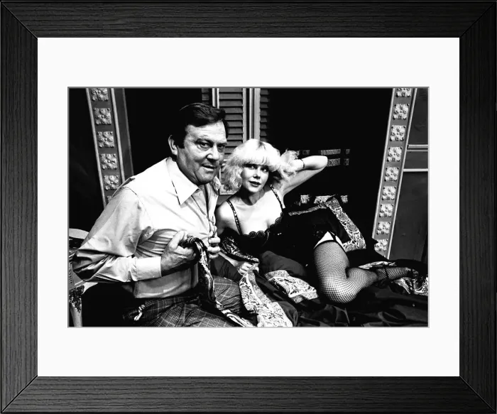 Framed Print : Terry Scott and Anita Graham in a scene from the farce, A Bedfull of Foreigners