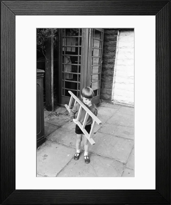 Framed Print : Five year old Andrew Butler, complete with a mini-stepladder Framed Print : Five year old Andrew Butler, complete with a mini-stepladder