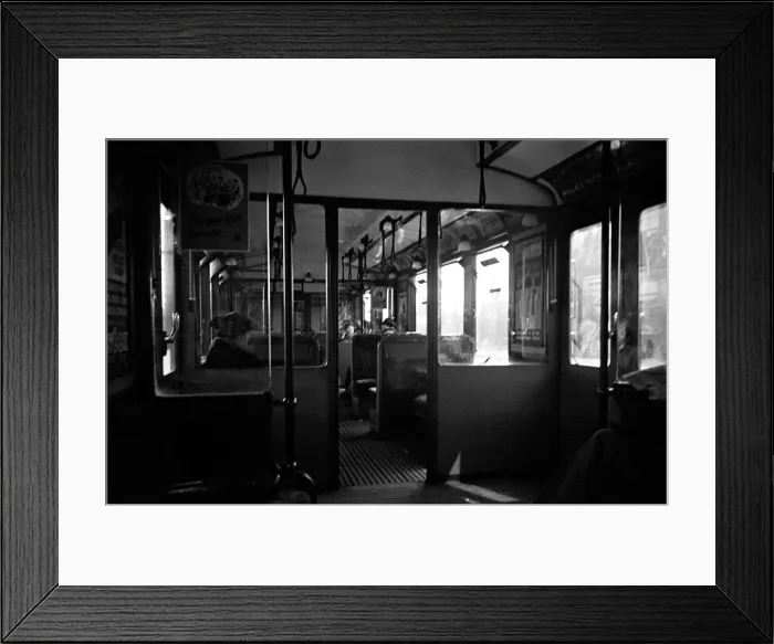 Framed Print : Interior of a London Underground carriage. Circa 1946 Framed Print : Interior of a London Underground carriage. Circa 1946