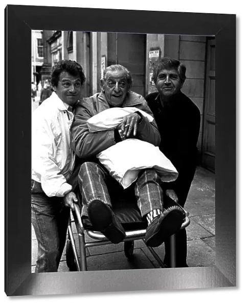 Actors David Ross, Ben Warriss and Peter Baldwin outside the Theatre Royal