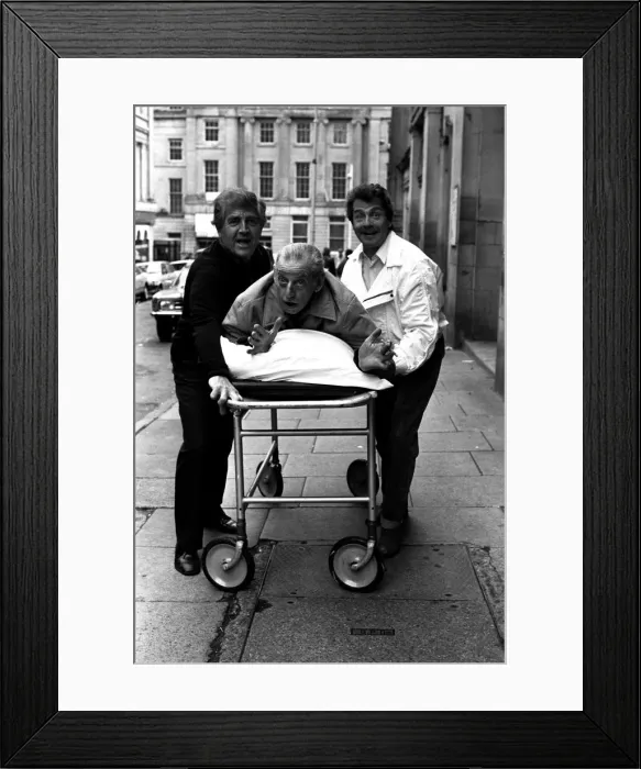 Framed Print : Actors Peter Baldwin, Ben Warriss and David Ross outside the Theatre Royal Framed Print : Actors Peter Baldwin, Ben Warriss and David Ross outside the Theatre Royal