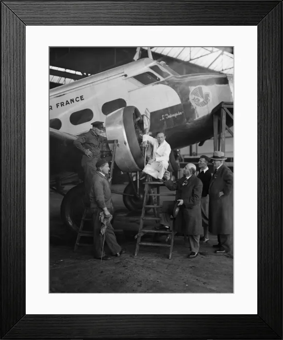 Framed Print : Flight engineers working on the engines of the Air France L Intrepide Wibault 280 Framed Print : Flight engineers working on the engines of the Air France L Intrepide Wibault 280