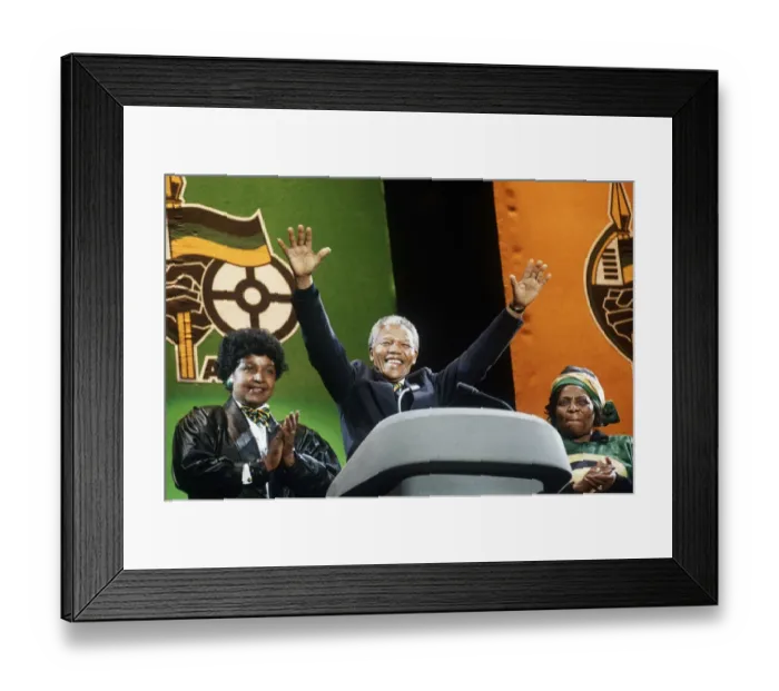 Framed Print : Nelson Mandela ANC President of South Africa at Wembley with his wife Winnie African Framed Print : Nelson Mandela ANC President of South Africa at Wembley with his wife Winnie African
