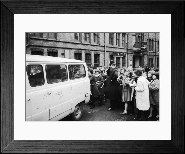 Framed Print : The Beatles leave Birmingham in a van surrounded by hundreds of screaming fans Framed Print : The Beatles leave Birmingham in a van surrounded by hundreds of screaming fans