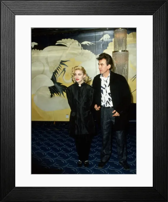 Framed Print : Madonna with former Beatles guitarist George Harrison, March 1986