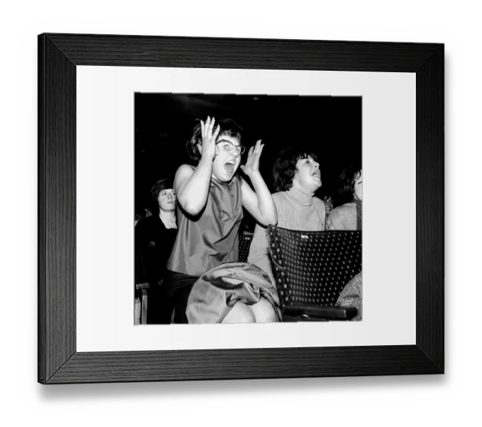 Framed Print : Pop Group The Beatles in Exeter November 1963 Excited school girls fans greet their idols