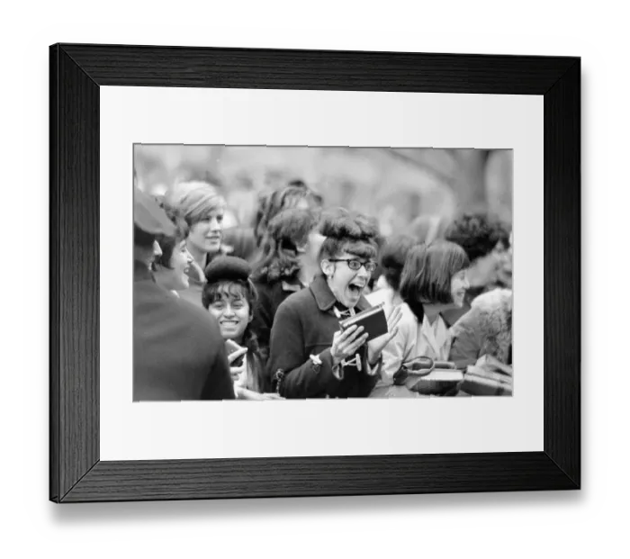 Framed Print : The Beatles in New York City February 1964 Fans of the group cheer