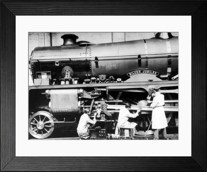 Framed Print : Workers chromium plating parts of the Silver Jubilee engine at Crewe LMS Works Framed Print : Workers chromium plating parts of the Silver Jubilee engine at Crewe LMS Works