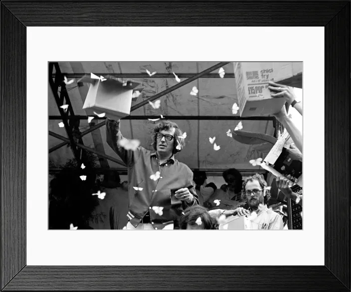 Framed Print : Tom Keylock releasing butterflies at The Rolling Stones on stage at their free concert in