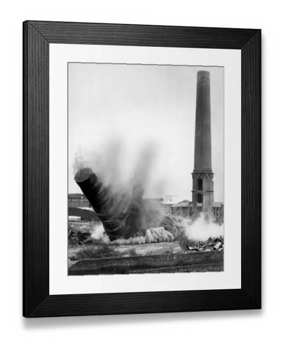 Framed Print : More than 4, 200 tons of brickwork hit the dust yesterday on target at Glasgow