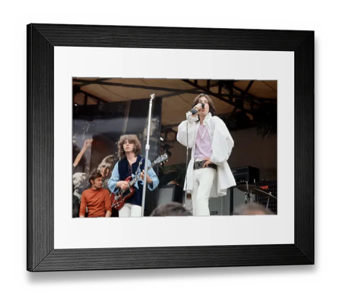 Framed Print : Mick Jagger on stage during the Rolling Stones free concert in Hyde Park