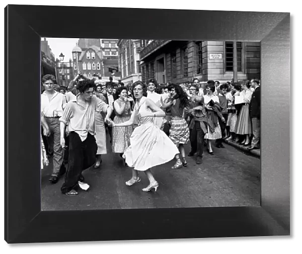 Dancing in the street at Ingestre Place during the 1956 Soho Carnival 8 July 1956