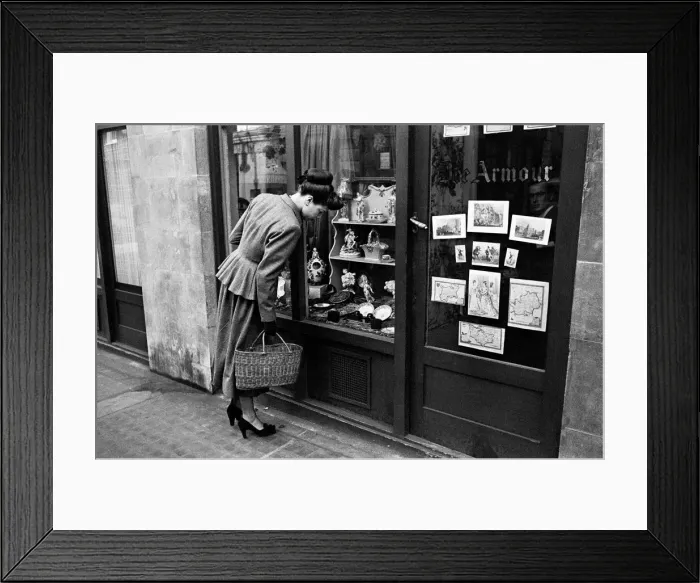 Framed Print : Day in the Life of Shepherds Market circa 1948 Local resident window shopping at No 13 Framed Print : Day in the Life of Shepherds Market circa 1948 Local resident window shopping at No 13