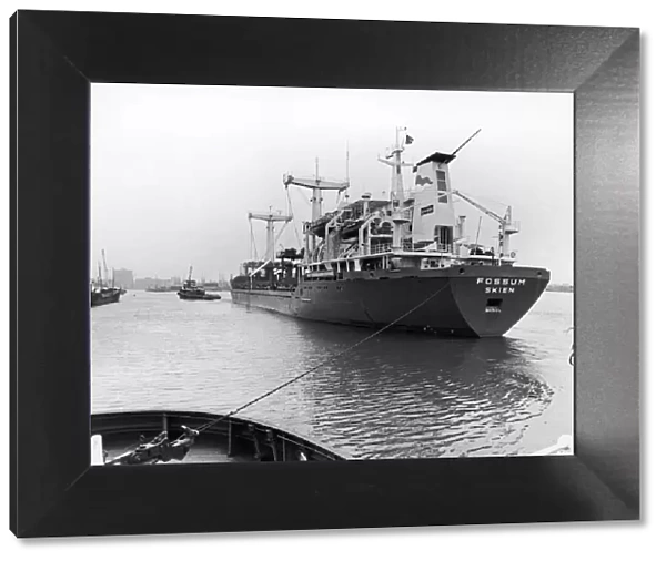 The cargo ship Fossum seen here leaving Middlesbrough Docks. 6th September 1979