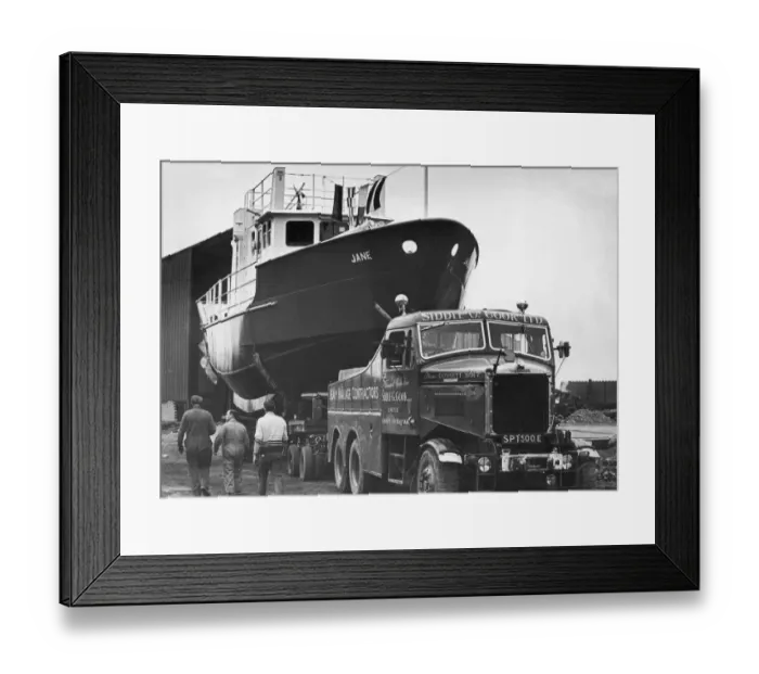 Framed Print : The Jane built by Tees Marine seen here at Normanby Wharf waiting to be lowered into
