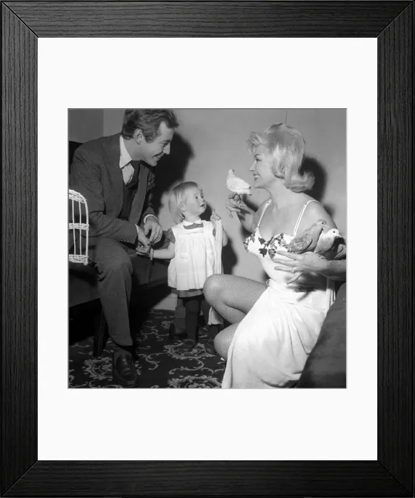 Framed Print : Noel Harrison with Daughter Cathryn aged 19 months January 1961 Pictured at Blue