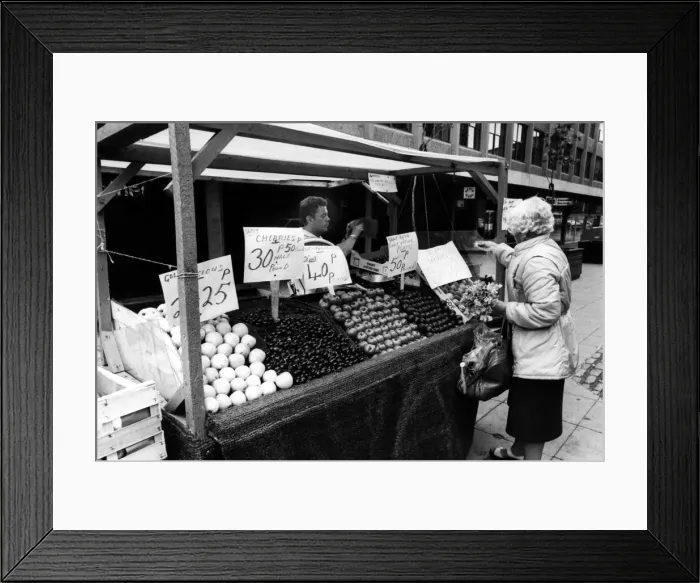Framed Print : A street trader on the streets of Newcastle selling fruit Framed Print : A street trader on the streets of Newcastle selling fruit