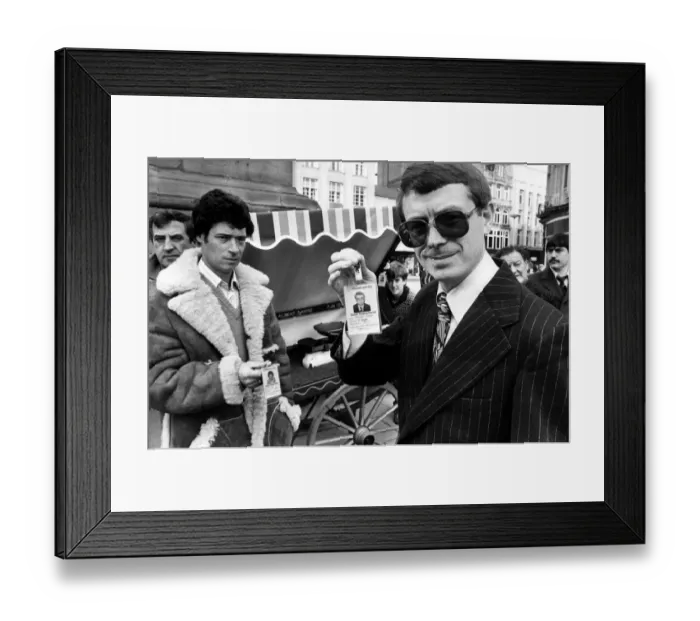 Framed Print : Newcastle barrow boys with their licences for legal trading in the city centre on 26th Framed Print : Newcastle barrow boys with their licences for legal trading in the city centre on 26th