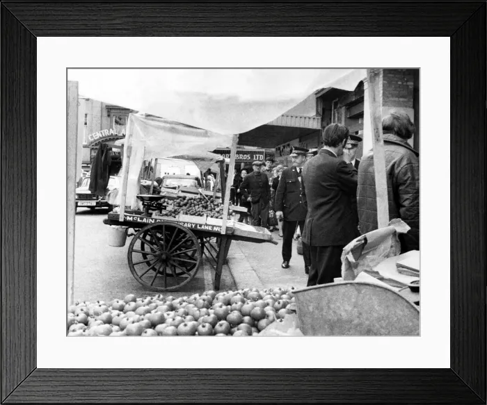 Framed Print : Barrow boys with their barrows lined up ready to go trading on the streets of Newcastle Framed Print : Barrow boys with their barrows lined up ready to go trading on the streets of Newcastle