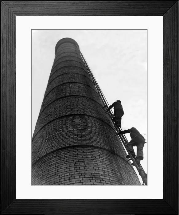 Framed Print : Steeplejacks on their way up the Byker Destructor Chimney Framed Print : Steeplejacks on their way up the Byker Destructor Chimney