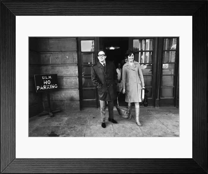 Framed Print : Eric Morecambe leaves hospital for home, November 1968. Comedian Eric Morecambe Framed Print : Eric Morecambe leaves hospital for home, November 1968. Comedian Eric Morecambe