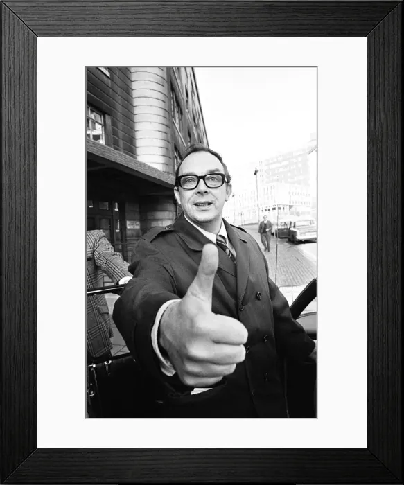 Framed Print : Eric Morecambe leaves hospital for home, November 1968. Comedian Eric Morecambe Framed Print : Eric Morecambe leaves hospital for home, November 1968. Comedian Eric Morecambe