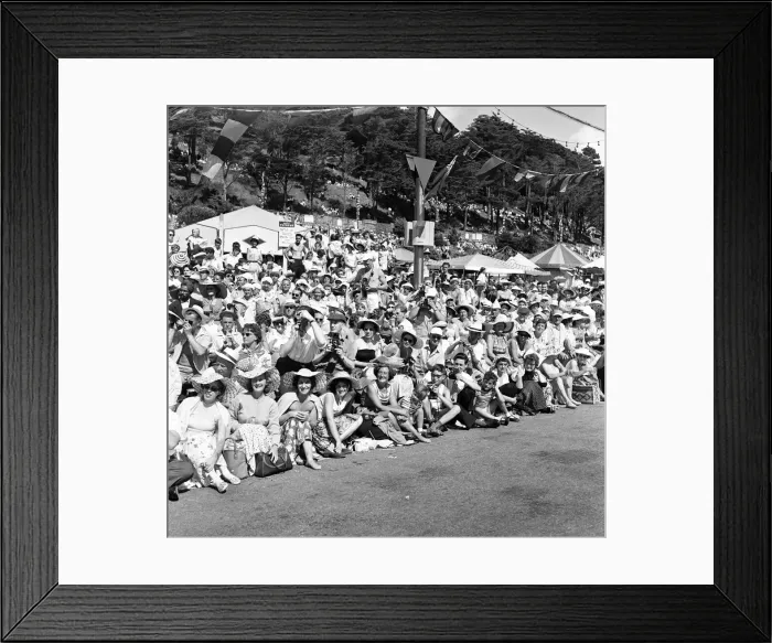 Framed Print : Crowds watching the Jersey Flower Show, Jersey, Channel Islands, 5th August 1958 Framed Print : Crowds watching the Jersey Flower Show, Jersey, Channel Islands, 5th August 1958