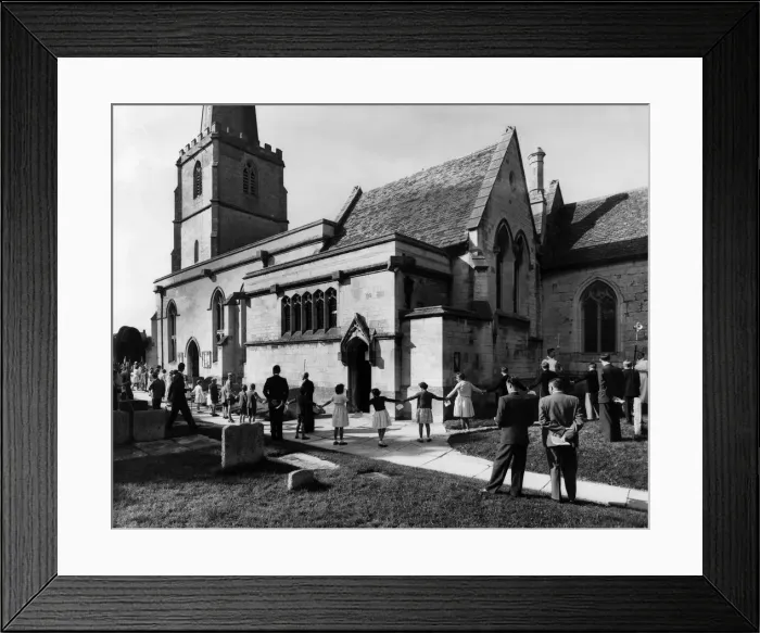 Framed Print : Customs: Clipping the yews: Every September the children of the Gloucestershire village