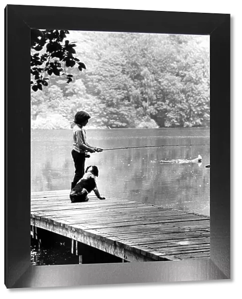 Summer Weather Scenes - Sunbathing A young boy and his dog enjoys a day out at