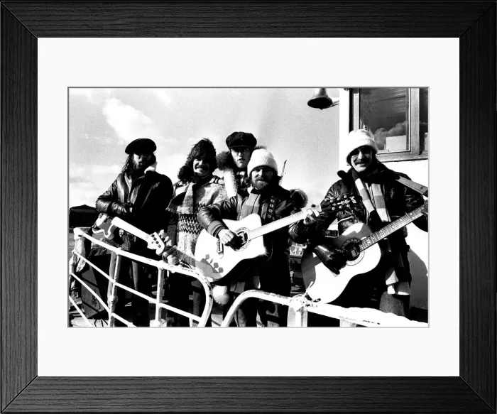 Framed Print : Lindisfarne sailed down the Tyne on a musical journey. The group were filming on board a Framed Print : Lindisfarne sailed down the Tyne on a musical journey. The group were filming on board a