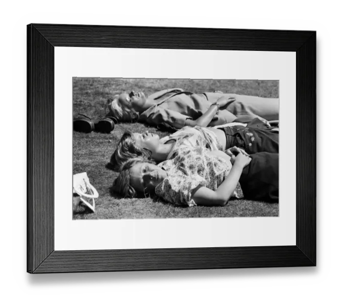 Framed Print : Three girls sunbathing in Birmingham during the summer heatwave of 1976 Framed Print : Three girls sunbathing in Birmingham during the summer heatwave of 1976