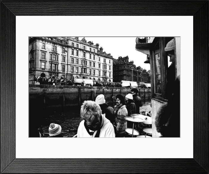 Framed Print : Lindisfarne sailed down the Tyne on a musical journey. The group were filming on board a Framed Print : Lindisfarne sailed down the Tyne on a musical journey. The group were filming on board a